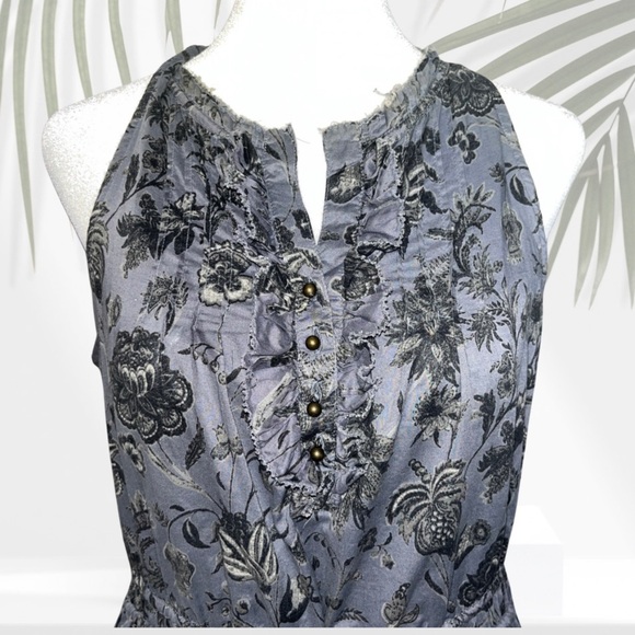 Converse Blue Gray Floral Sleeveless Midi Skater Dress - Size Small - Picture 2 of 7